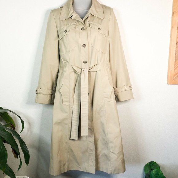 J Gallery Jackets & Blazers - Women's Vintage J Gallery Trench Coat  Long Belted Beige Tan Khaki Size M